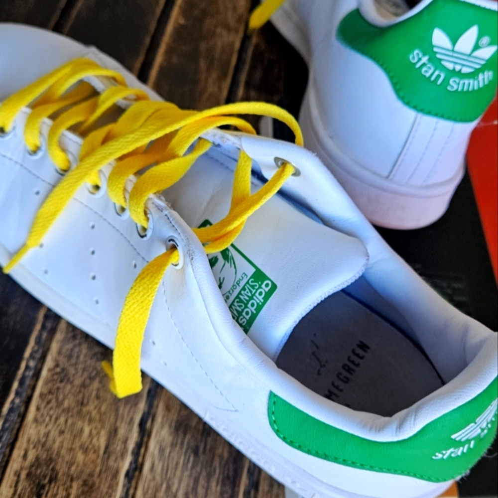 ADIDAS Stan Smith Womens Shoes Sz 7 Leather White Green Casual Low Top Sneakers